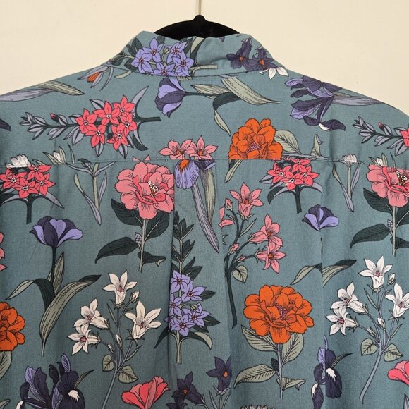 Goodthreads Floral Button Down Shirt Men's XL Poplin Slim Fit Pocket Vacation - Picture 7 of 12